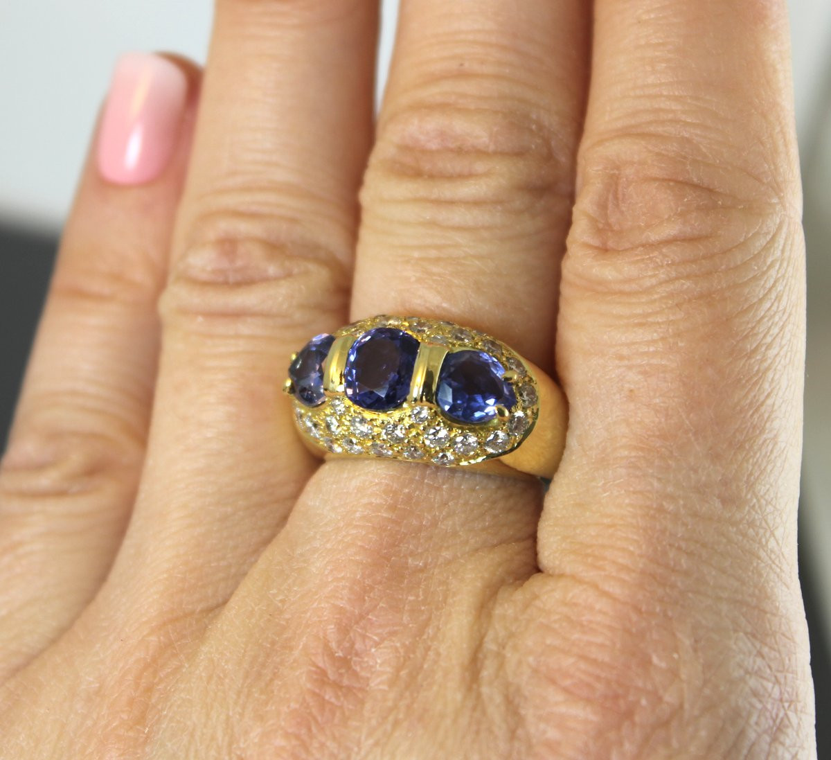 Bague or, saphirs et diamants-photo-2