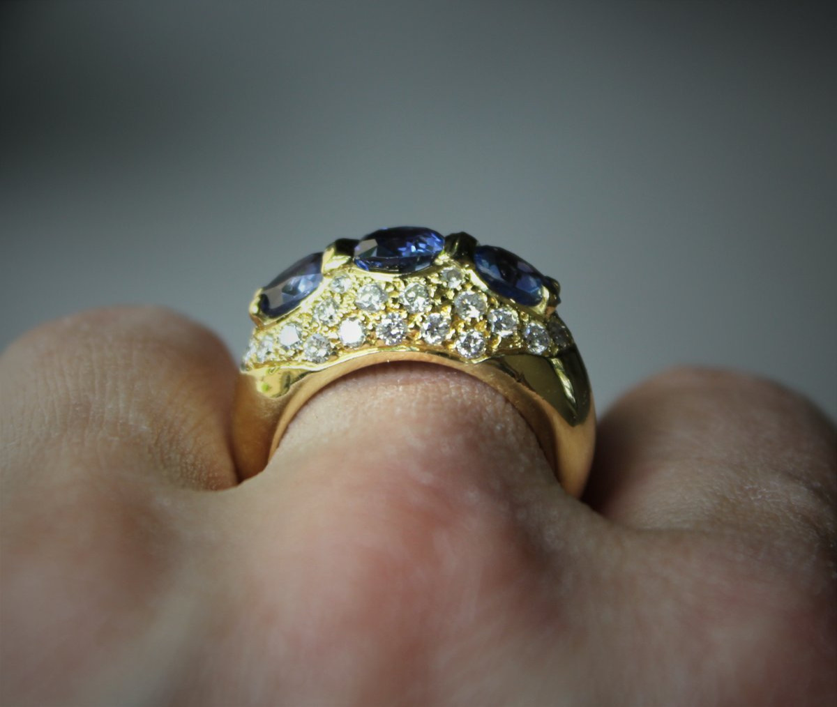 Bague or, saphirs et diamants-photo-3
