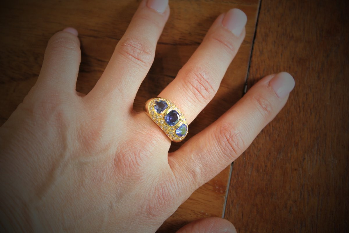 Bague or, saphirs et diamants-photo-5