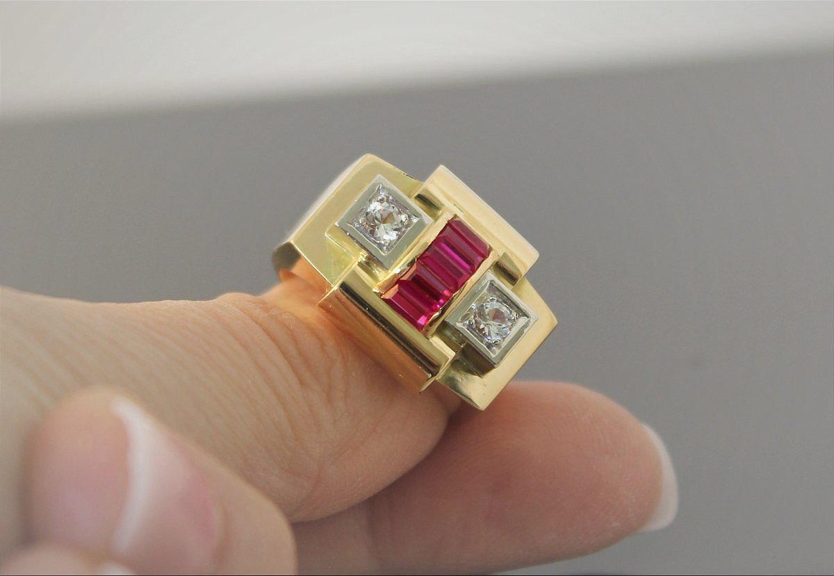 Gold And Platinum Tank Ring - 13.50 G-photo-1