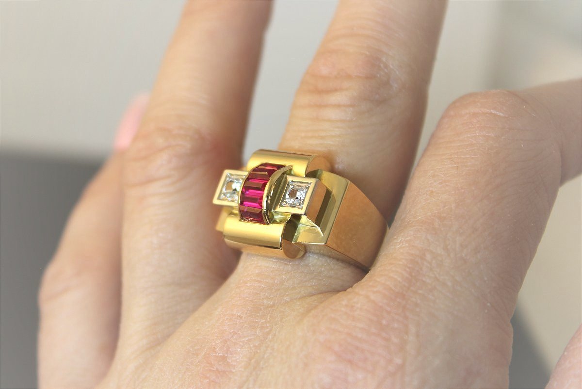 Gold And Platinum Tank Ring - 13.50 G-photo-2