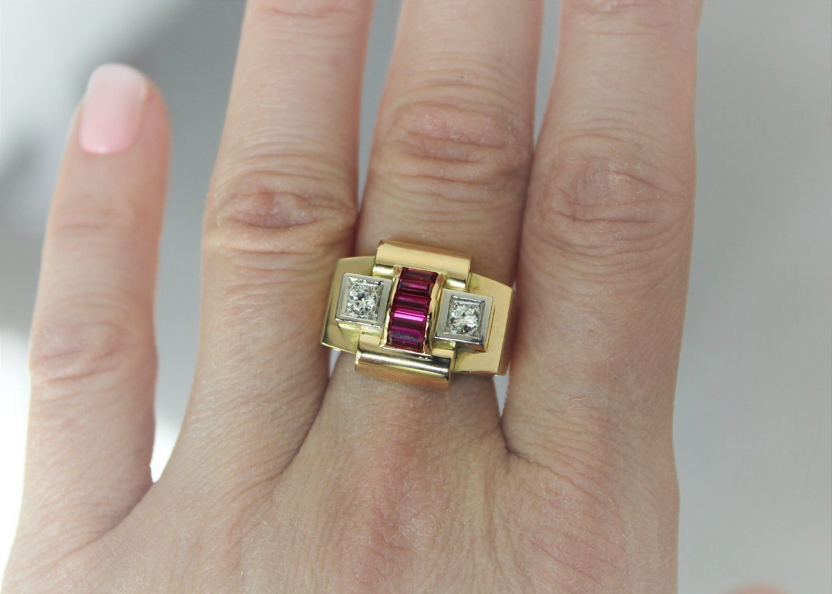 Gold And Platinum Tank Ring - 13.50 G-photo-3