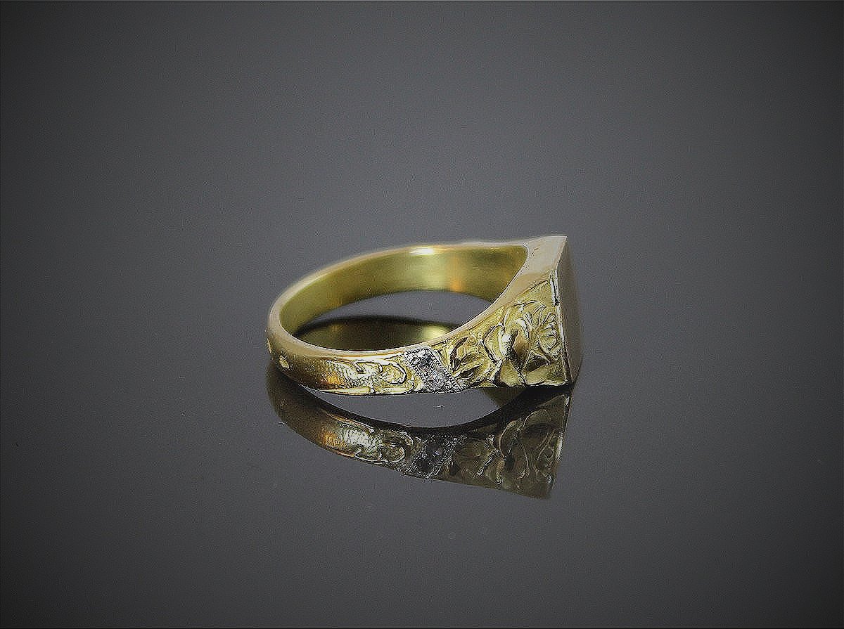Gold Ring, Art Deco Style Diamonds-photo-3