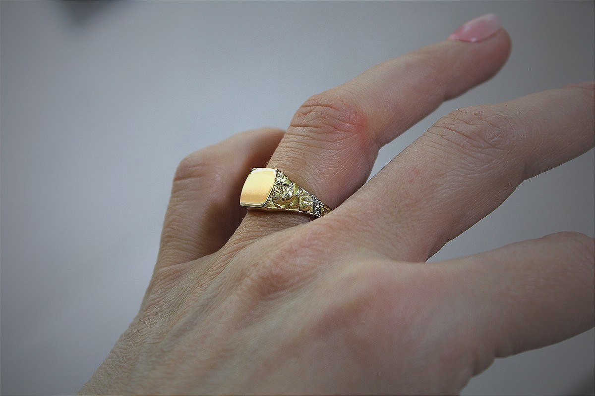 Gold Ring, Art Deco Style Diamonds-photo-2