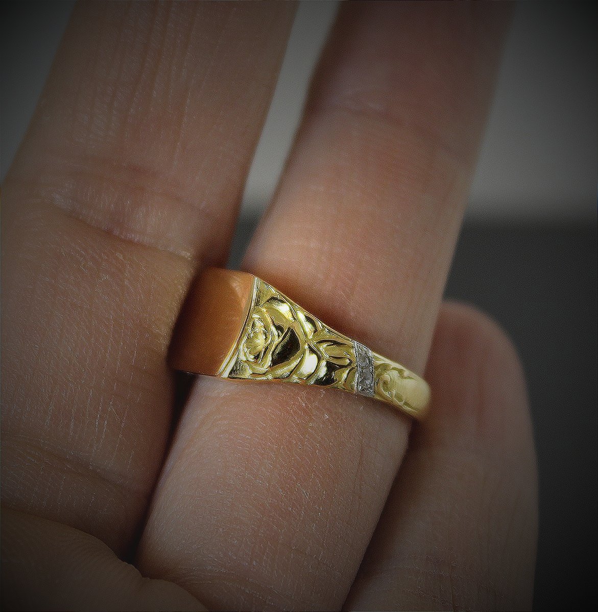 Gold Ring, Art Deco Style Diamonds-photo-3