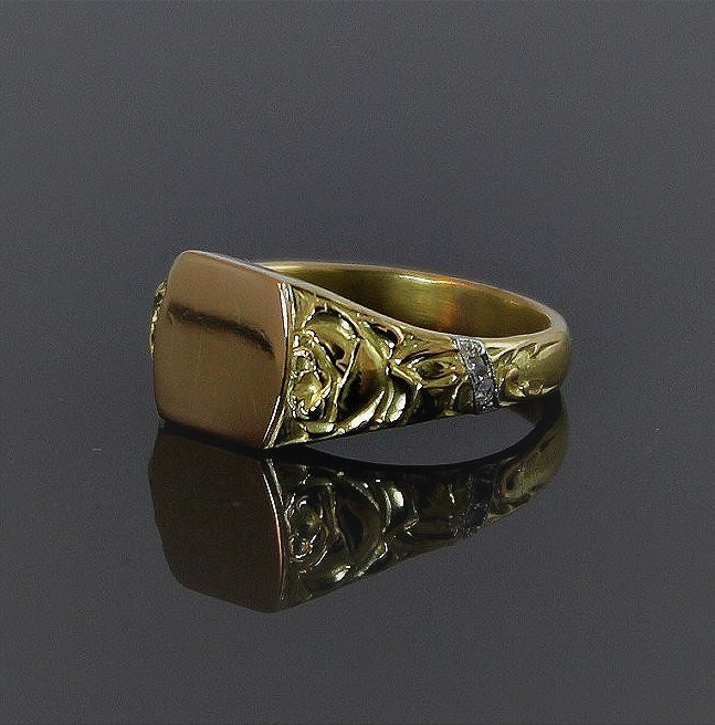 Gold Ring, Art Deco Style Diamonds-photo-4