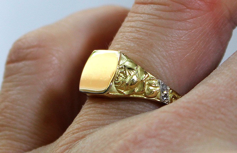 Gold Ring, Art Deco Style Diamonds-photo-5