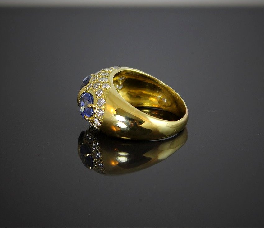 Bague or, saphirs et diamants-photo-2