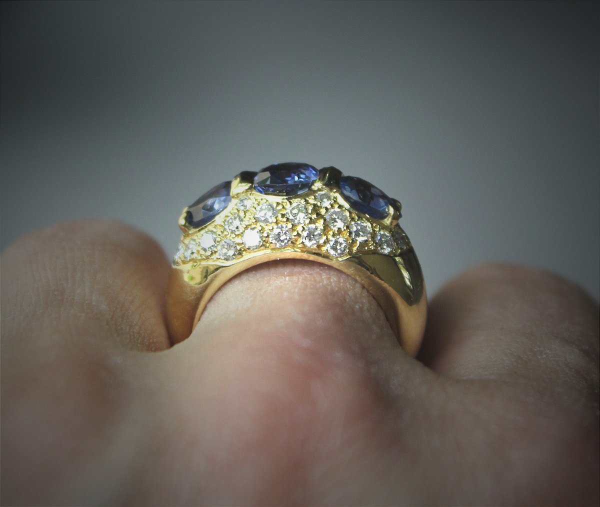 Bague or, saphirs et diamants-photo-3