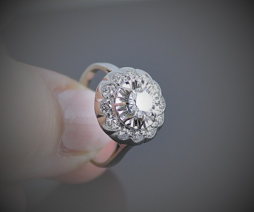 Bague or et diamants +/-0.87 ct total