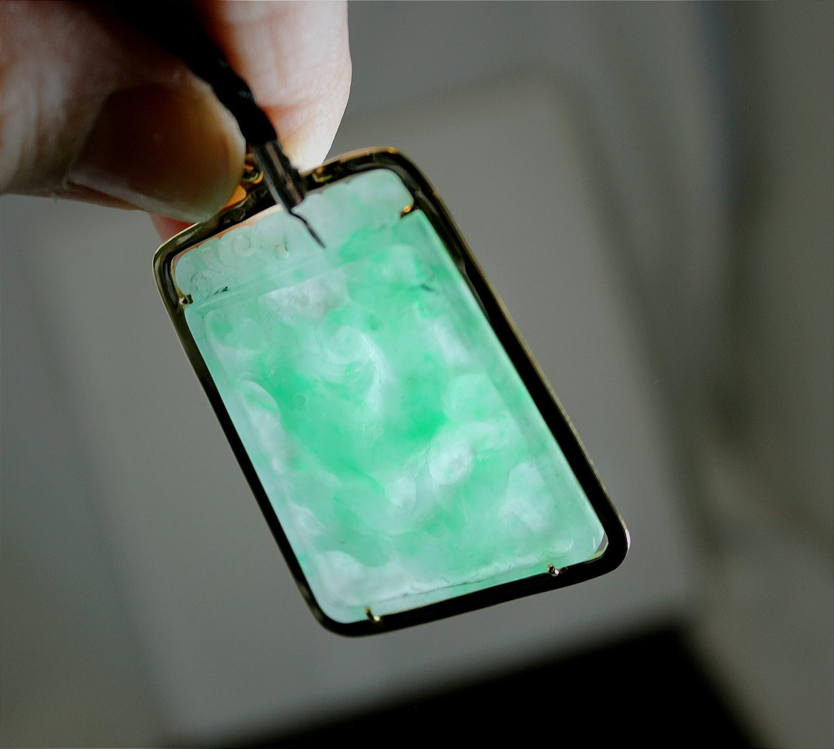 Pendentif or et Jade-photo-3