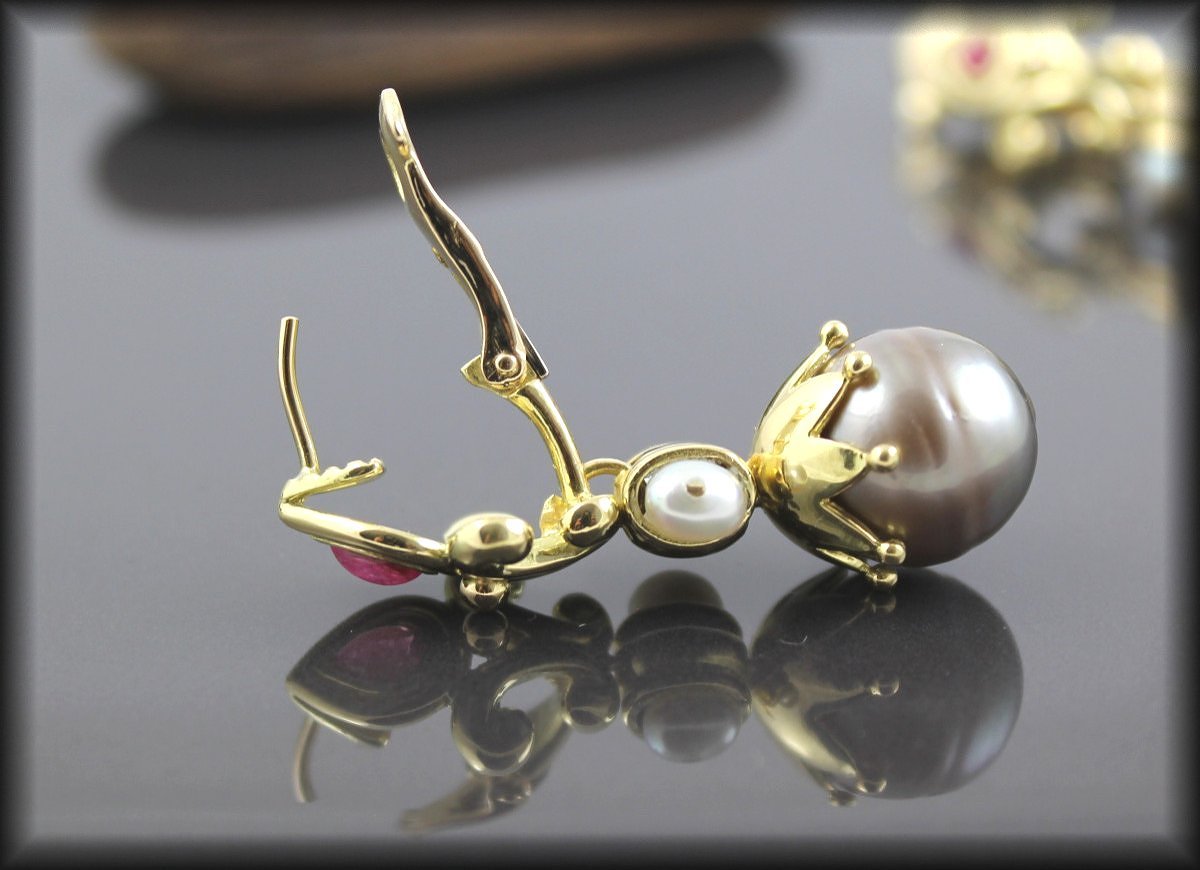 Gold, Tourmaline And Tahiti Pearl Earrings-photo-2