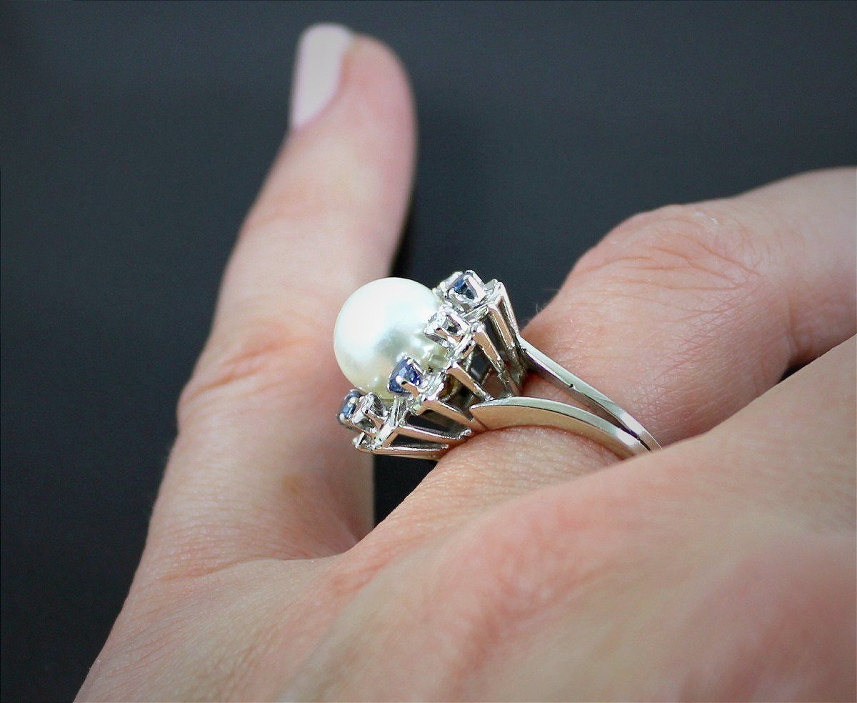 Bague or, saphir, diamant et perle de culture-photo-1