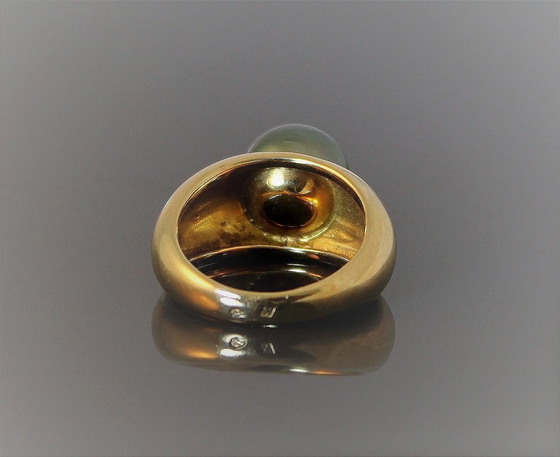 Gold Ring, 10.5 Mm Tahitian Pearl-photo-2