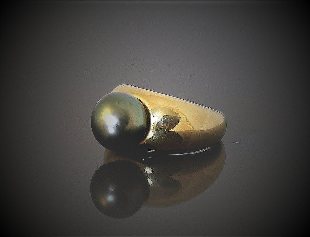 Gold Ring, 10.5 Mm Tahitian Pearl-photo-3