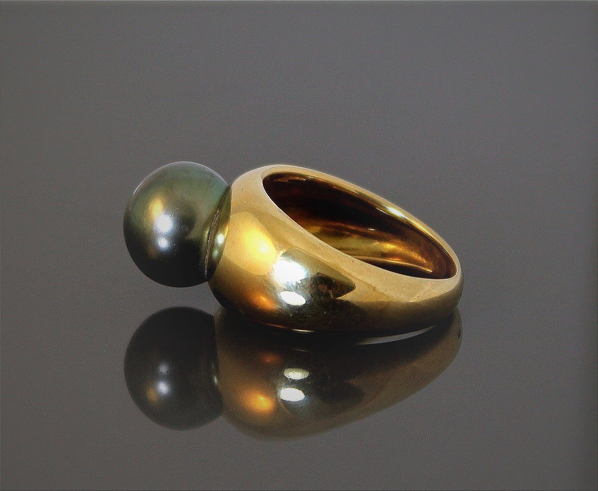 Gold Ring, 10.5 Mm Tahitian Pearl-photo-4