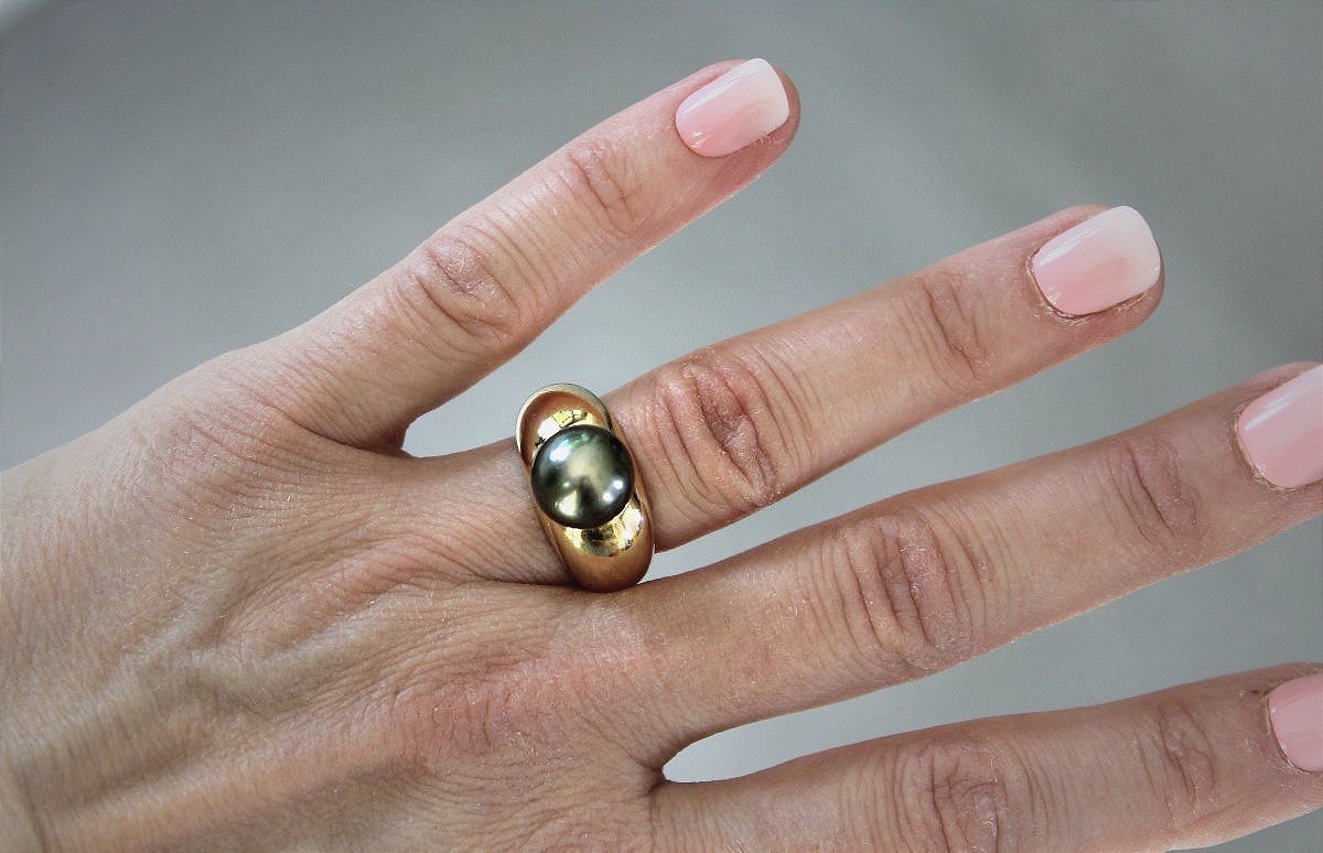 Gold Ring, 10.5 Mm Tahitian Pearl-photo-1