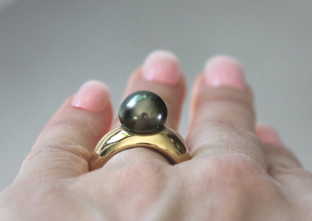 Gold Ring, 10.5 Mm Tahitian Pearl-photo-2