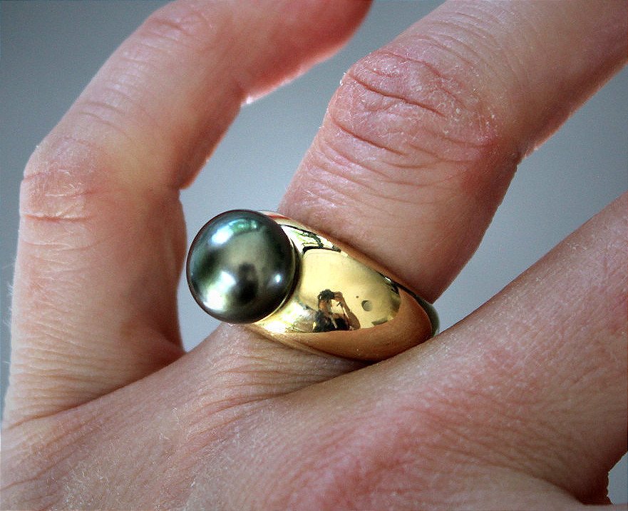Gold Ring, 10.5 Mm Tahitian Pearl-photo-3