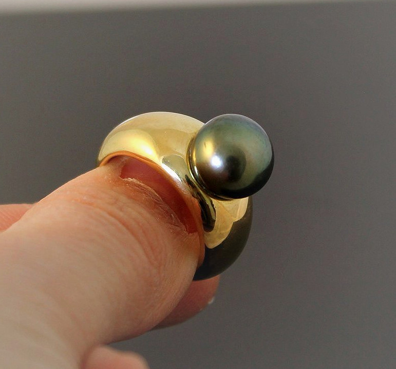 Gold Ring, 10.5 Mm Tahitian Pearl