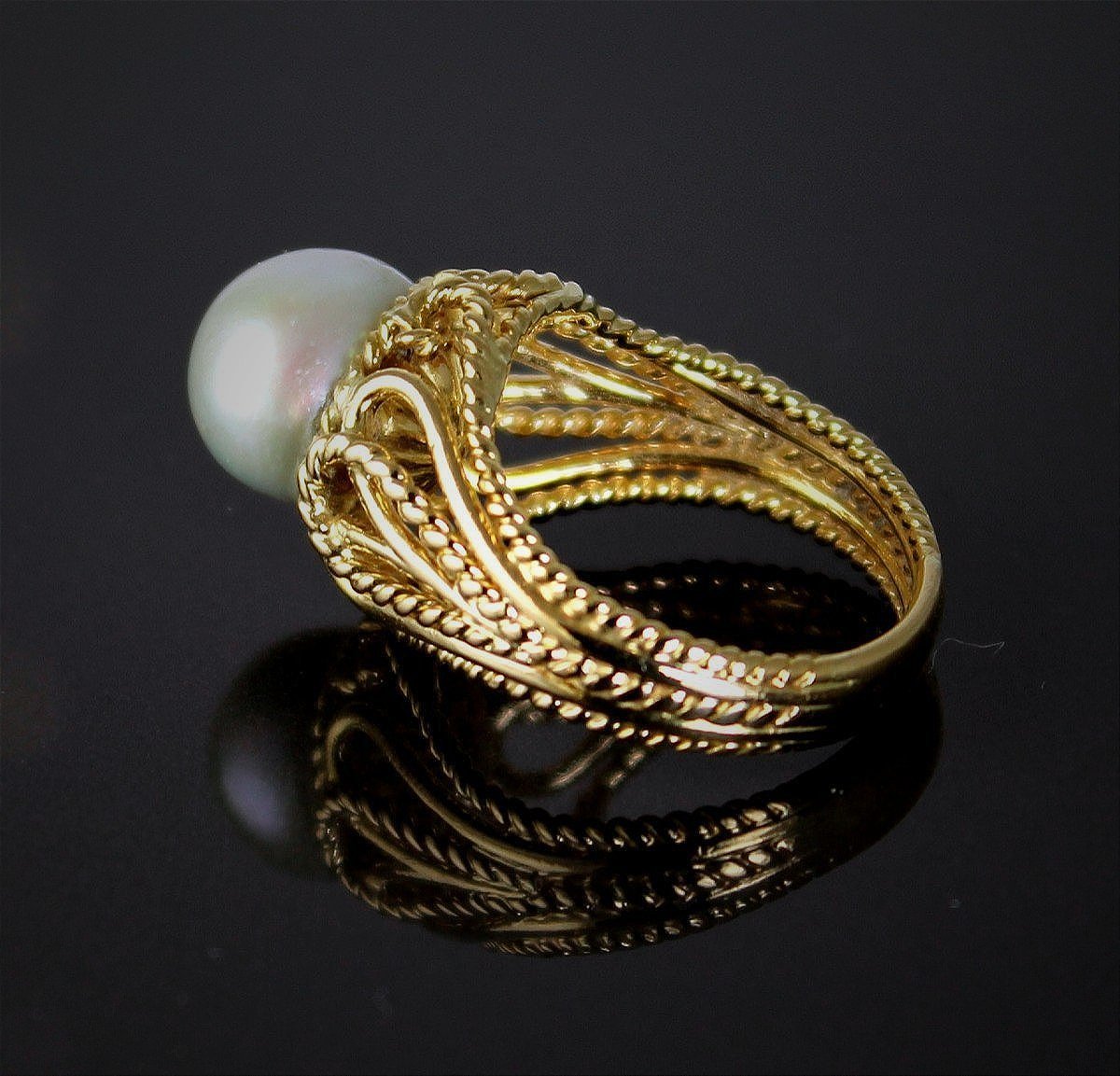 Gold And Cultured Pearl Ring-photo-2
