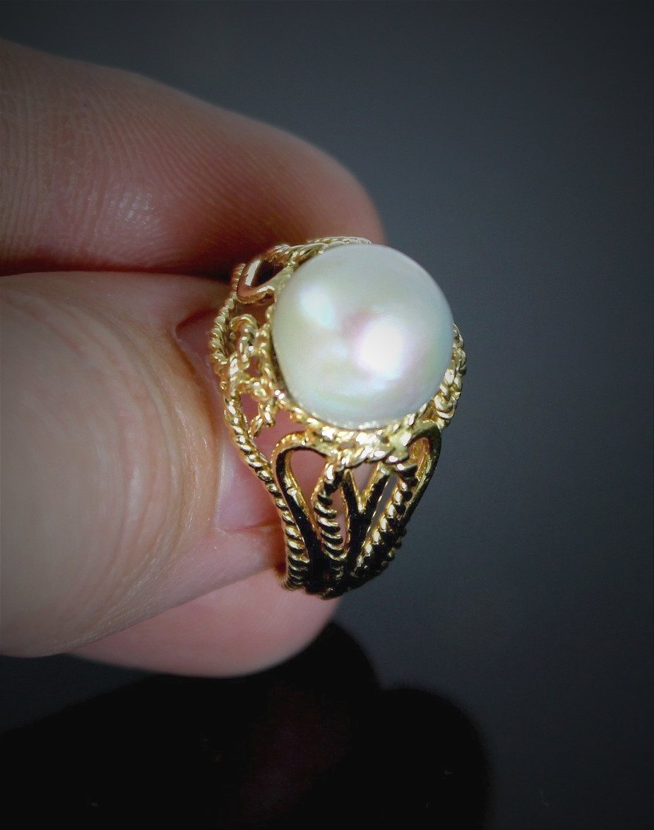 Gold And Cultured Pearl Ring-photo-3
