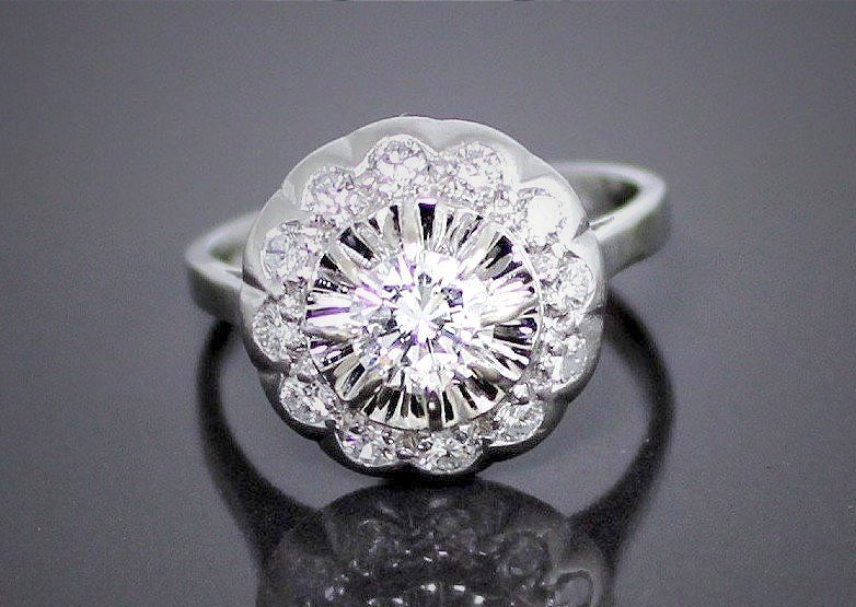 Gold And Diamonds Ring +/-0.87 Ct-photo-2