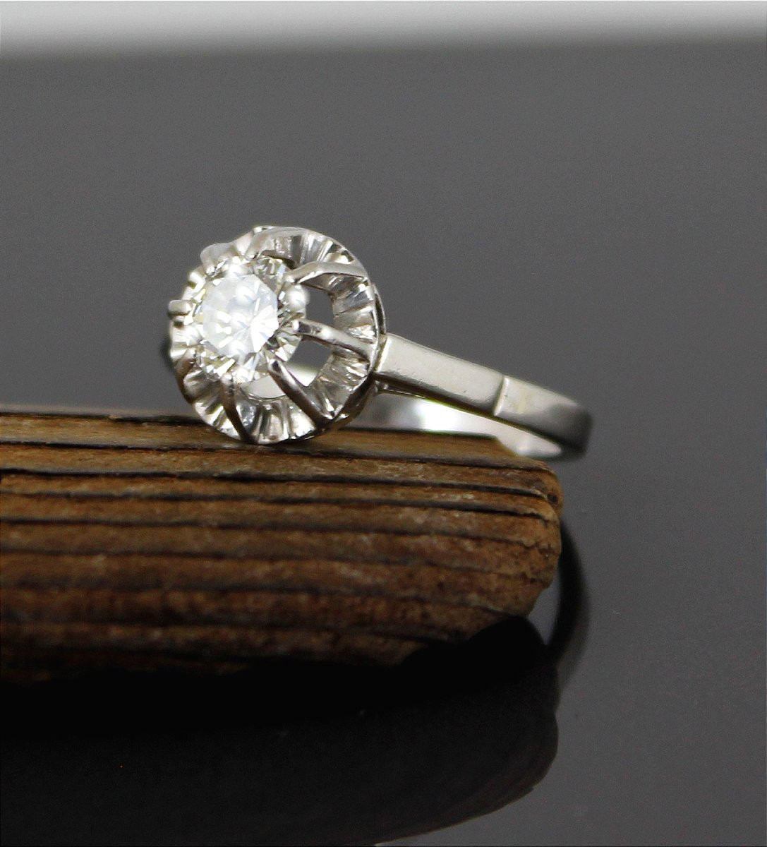 Gold And Platinum Ring - Diamond +/- 0.62 Ct-photo-1