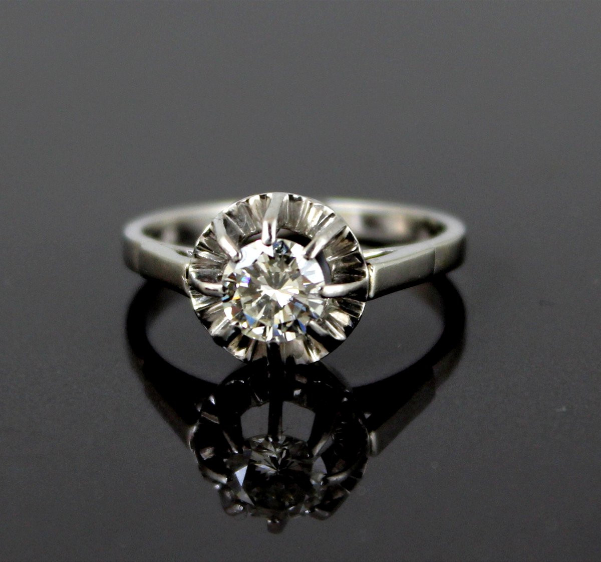 Gold And Platinum Ring - Diamond +/- 0.62 Ct-photo-2
