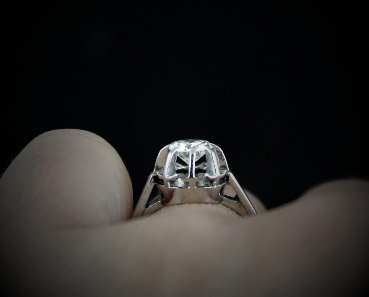 Gold And Platinum Ring - Diamond +/- 0.62 Ct-photo-4