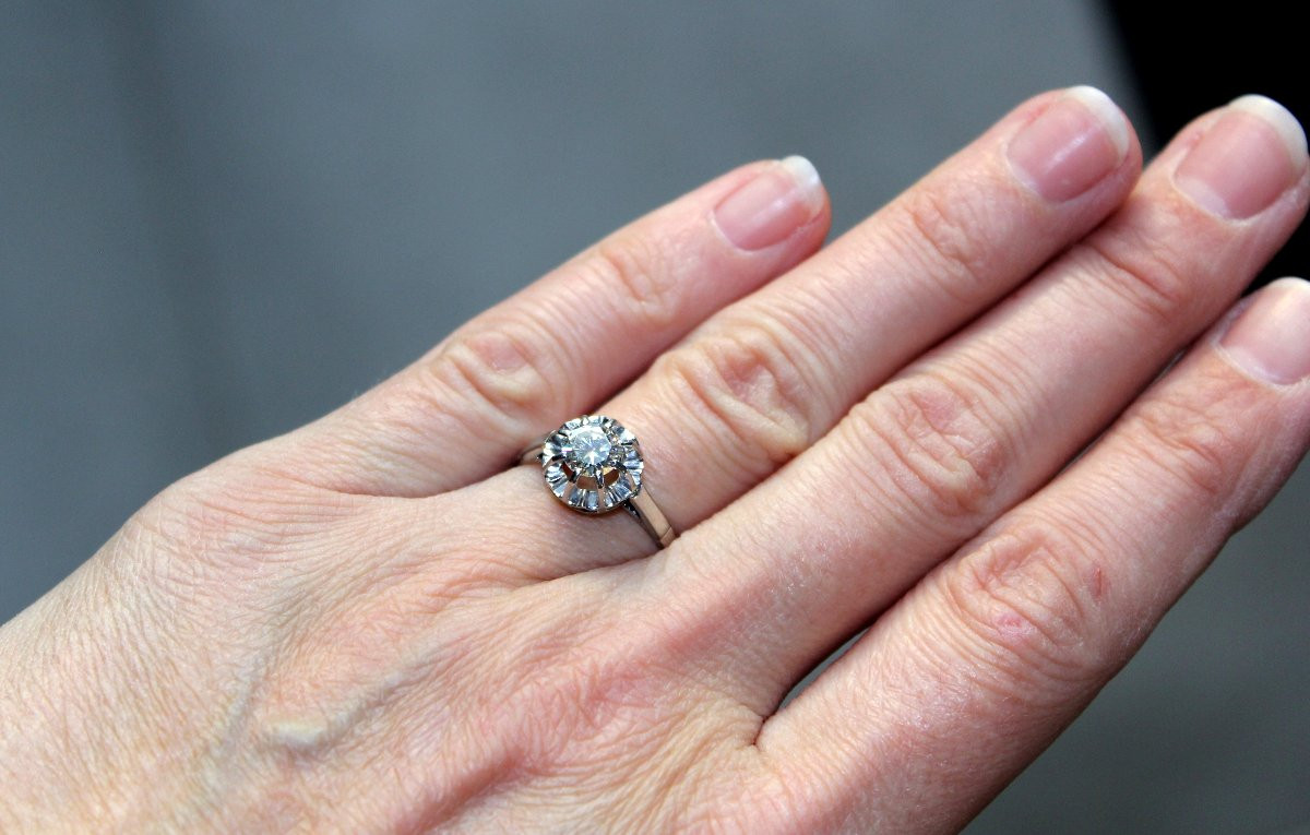 Gold And Platinum Ring - Diamond +/- 0.62 Ct-photo-5