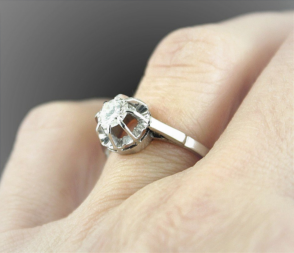 Gold And Platinum Ring - Diamond +/- 0.62 Ct