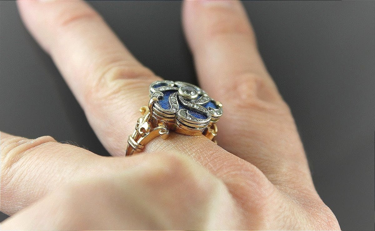 Gold, Enamel And Diamond Ring-photo-4