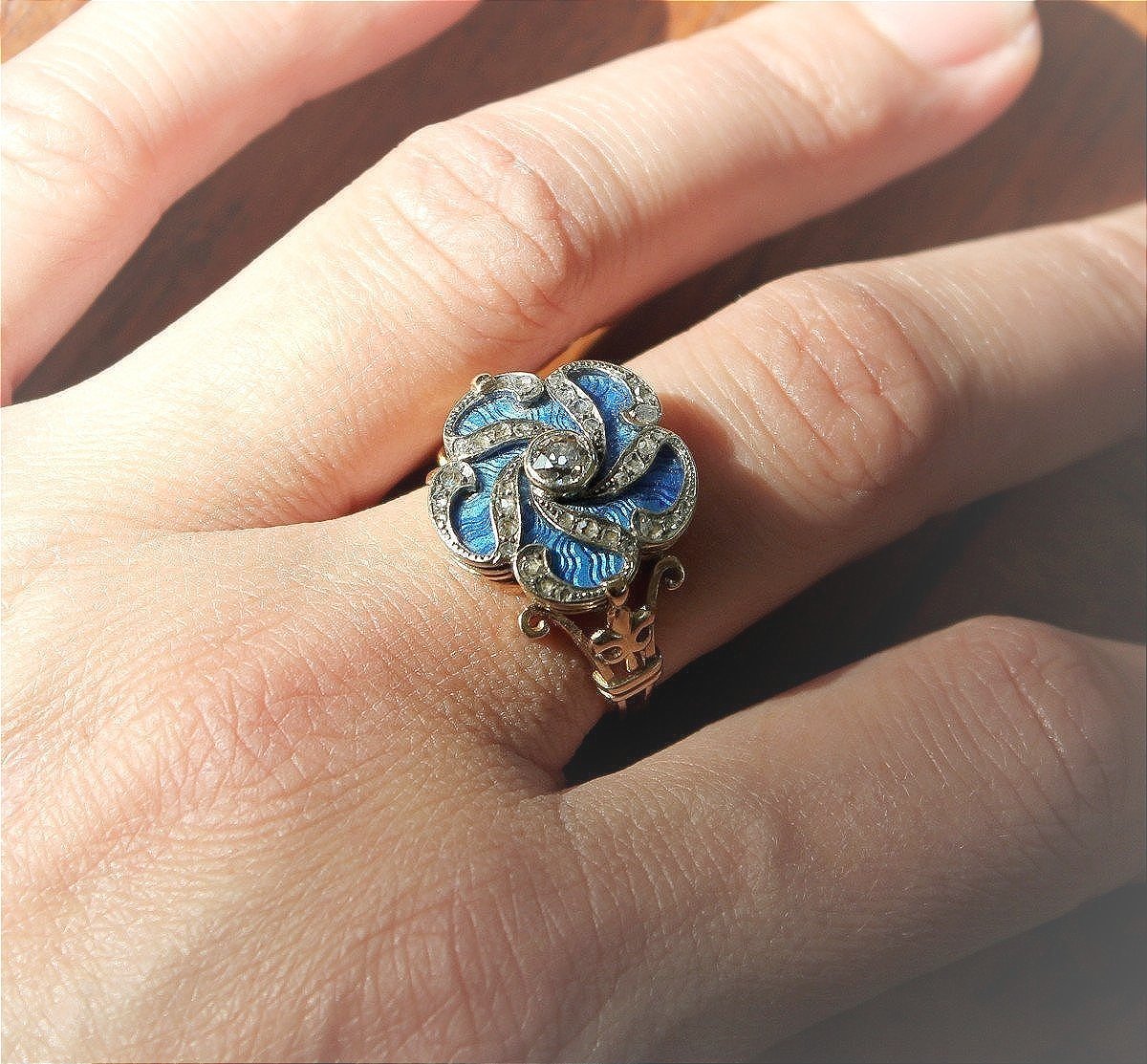 Gold, Enamel And Diamond Ring-photo-5