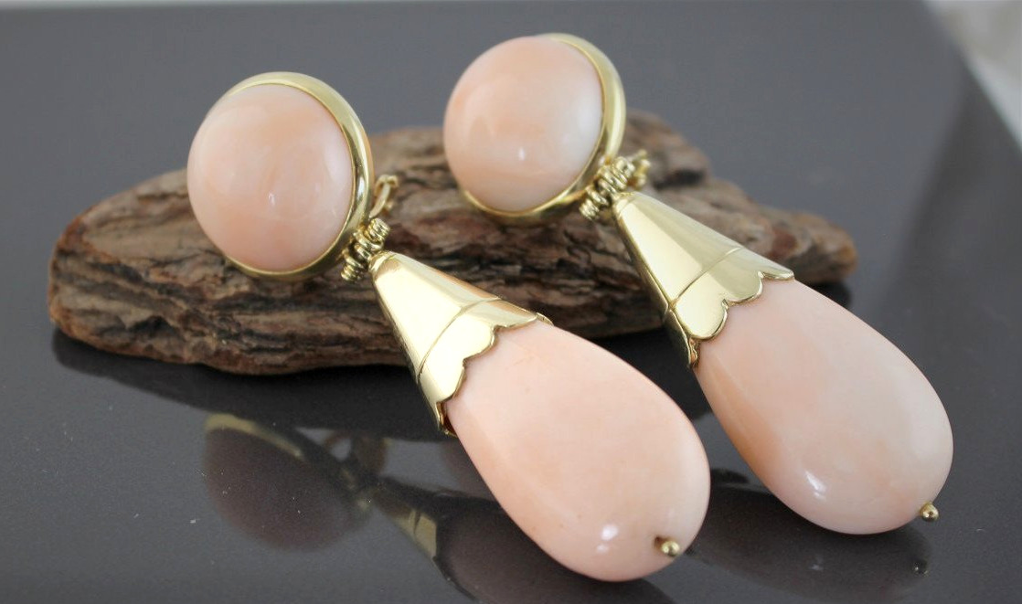 Gold And Coral Earrings-photo-4