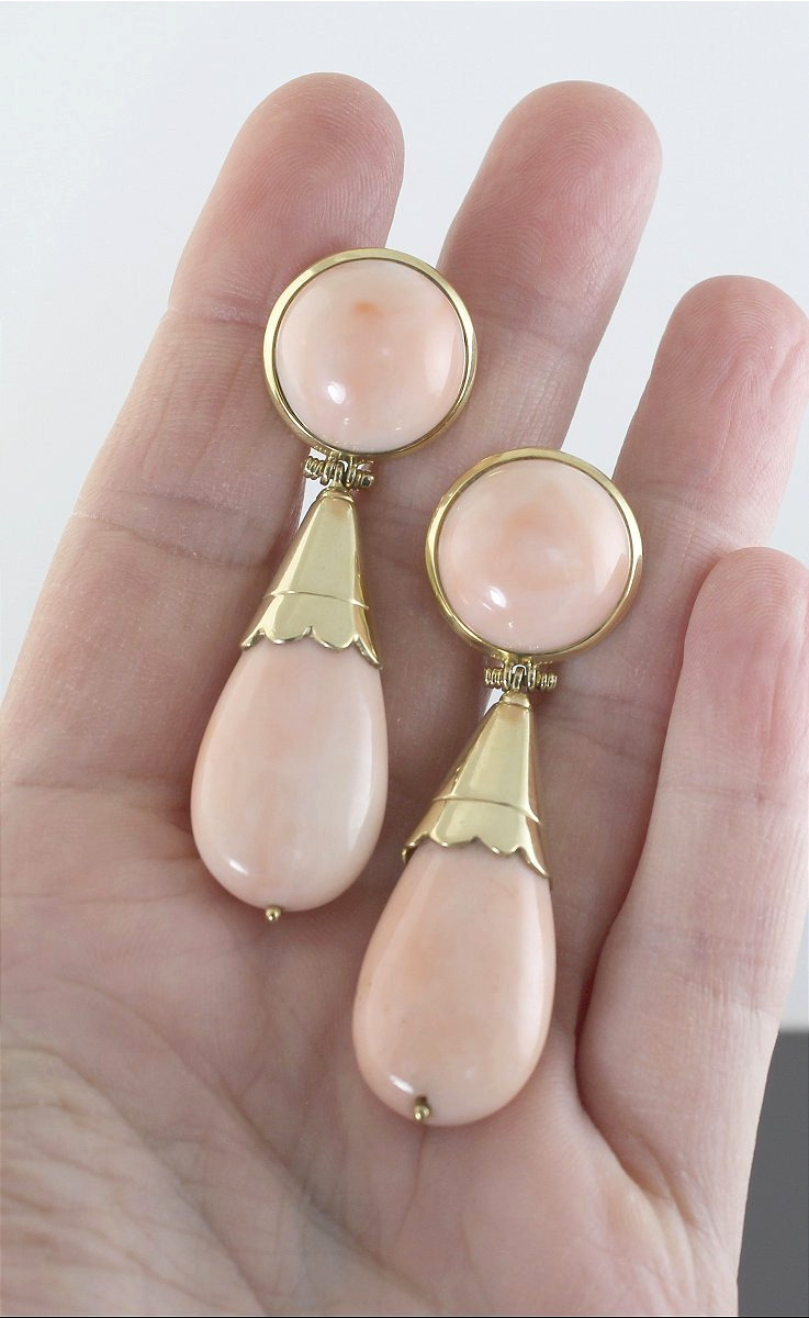 Gold And Coral Earrings-photo-5
