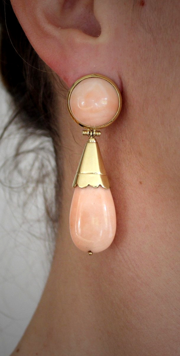 Gold And Coral Earrings