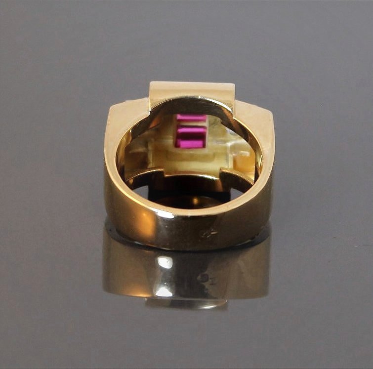 Bague or Tank, platine et or-photo-4