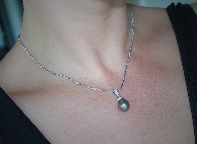 Parure en or et diamants - perle de Tahiti-photo-7