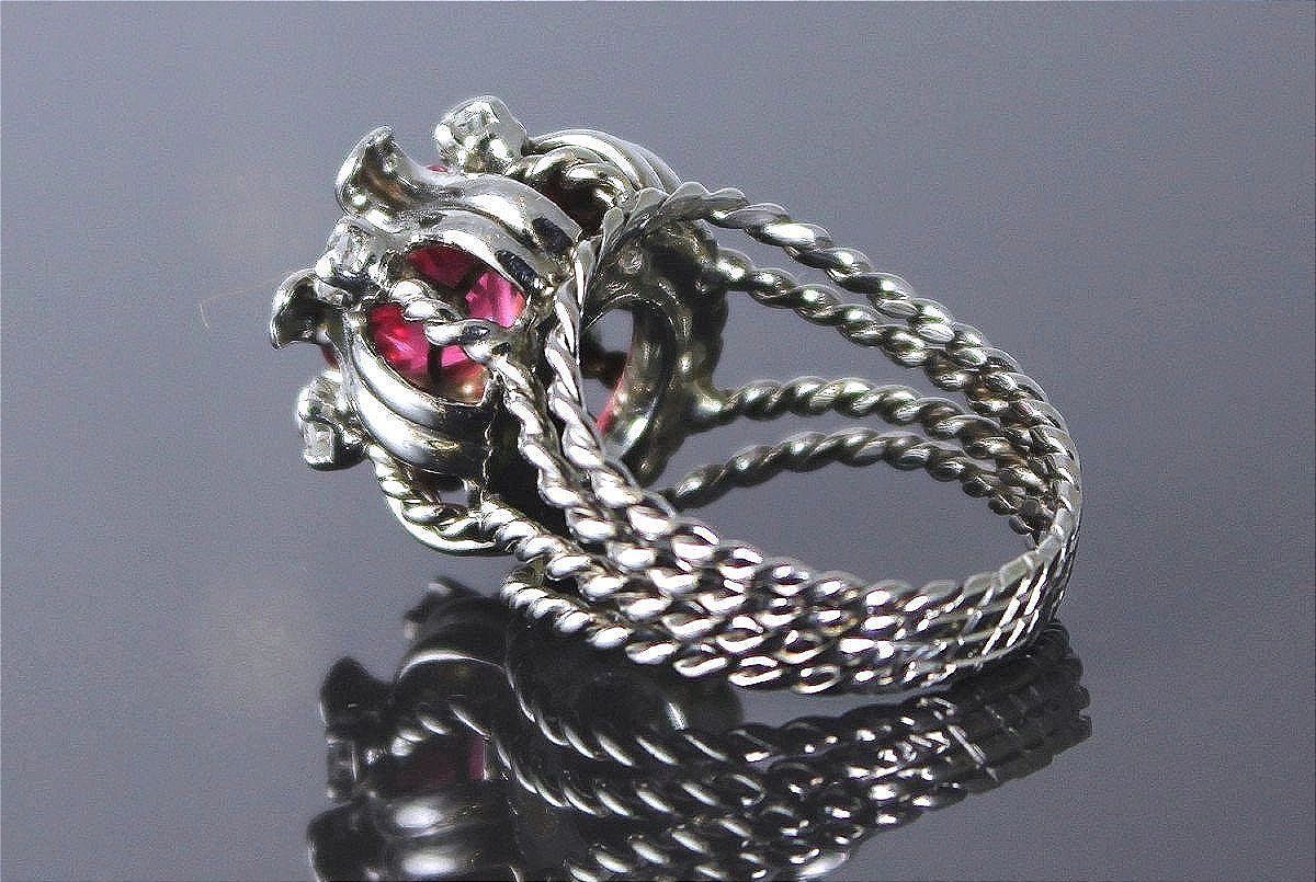 Gold And Platinum Ring With Pink Tourmaline And Diamonds-photo-2