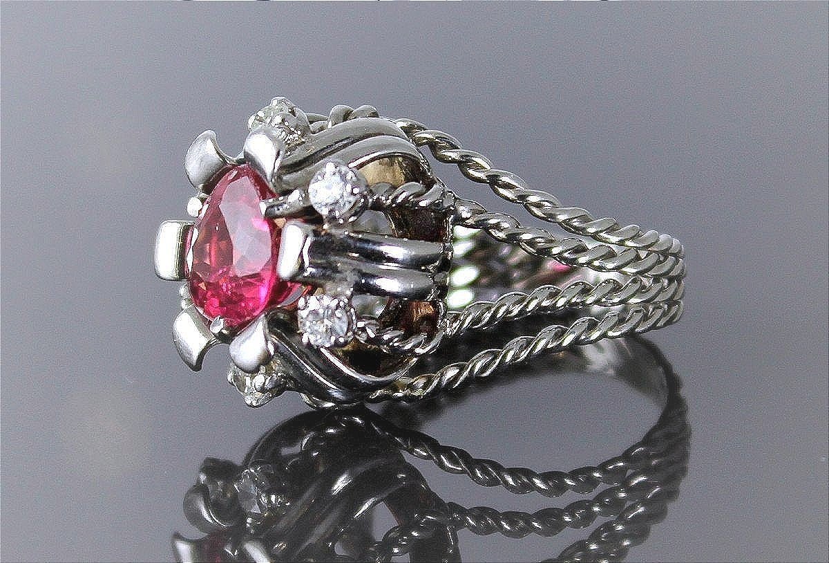 Gold And Platinum Ring With Pink Tourmaline And Diamonds-photo-4