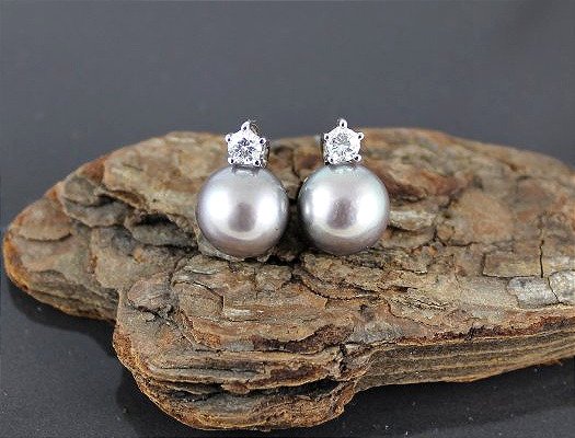 Parure  collier + boucles en or, perle de Tahiti et diamants-photo-4