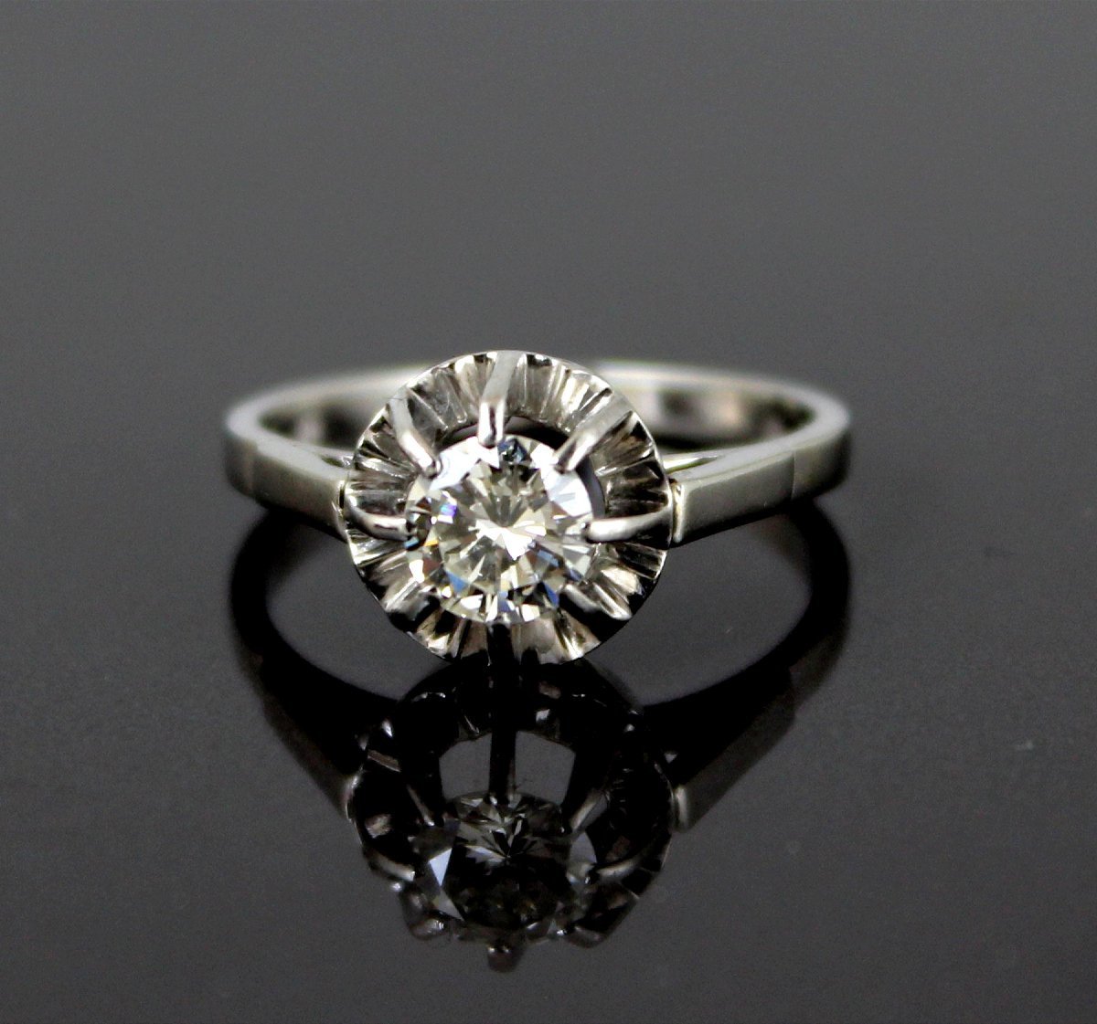 Solitaire or et platine - diamant +/-0.62 ct-photo-2