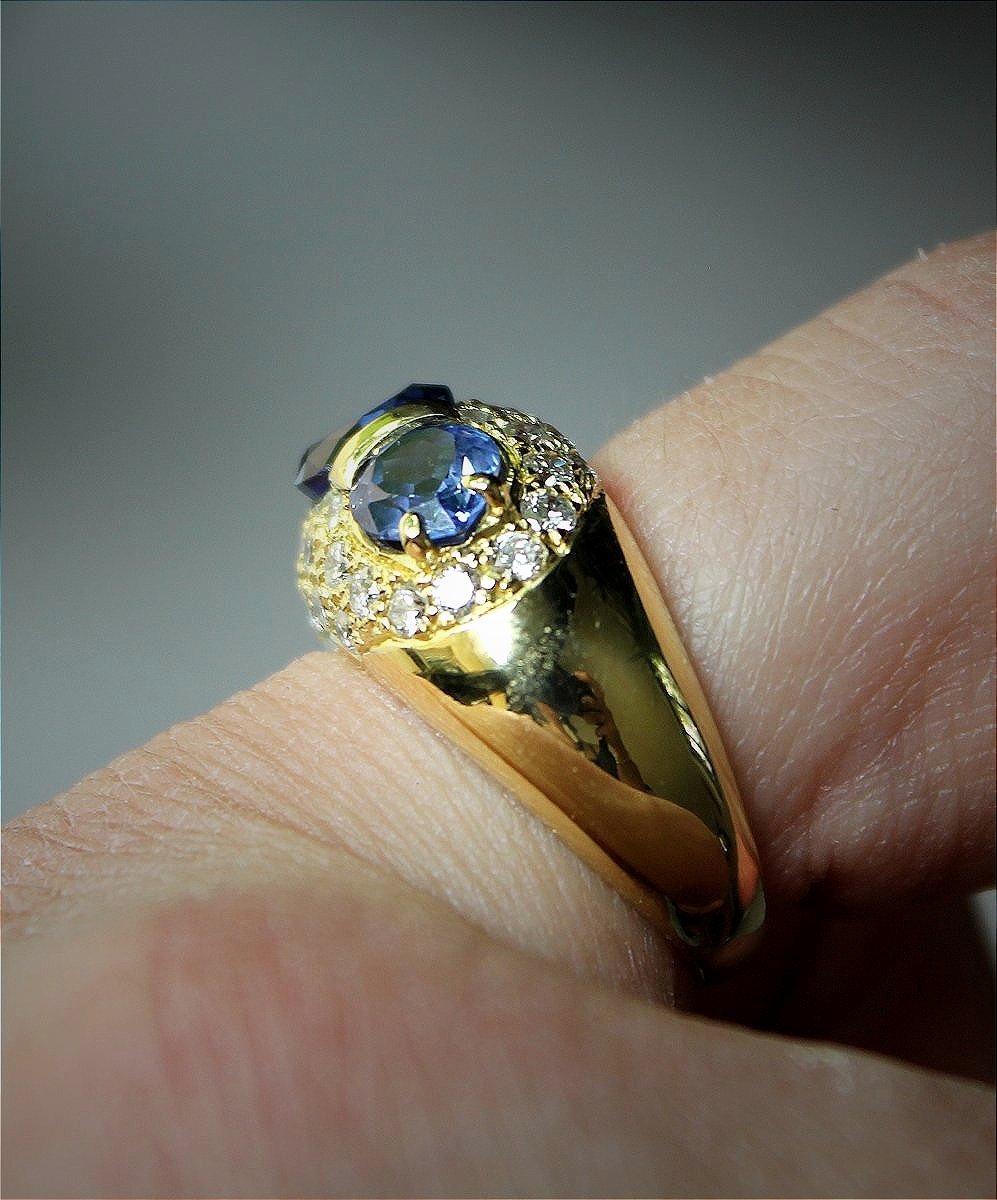 Gold Ring With Sapphires And Diamonds-photo-4