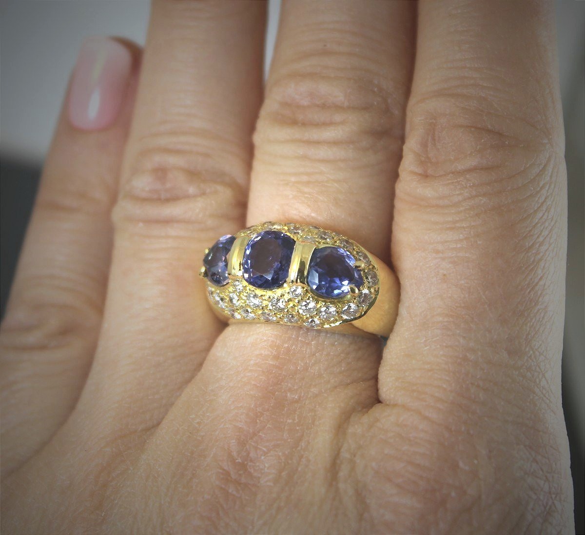 Gold Ring With Sapphires And Diamonds-photo-3