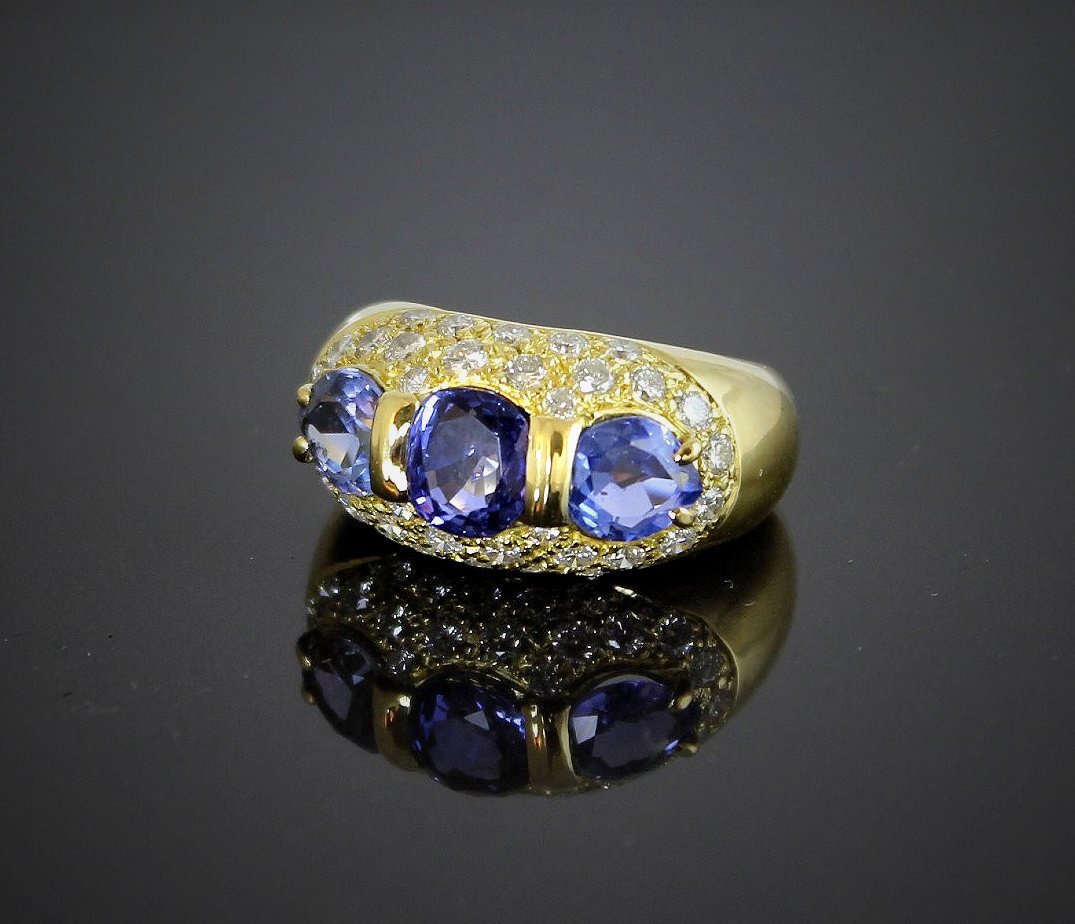 Gold Ring With Sapphires And Diamonds-photo-4