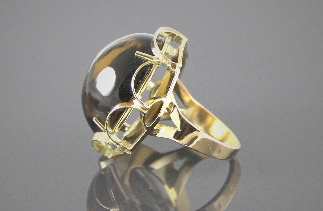 Gold Ring  With A Large Cabochon-cut Citrine-photo-4