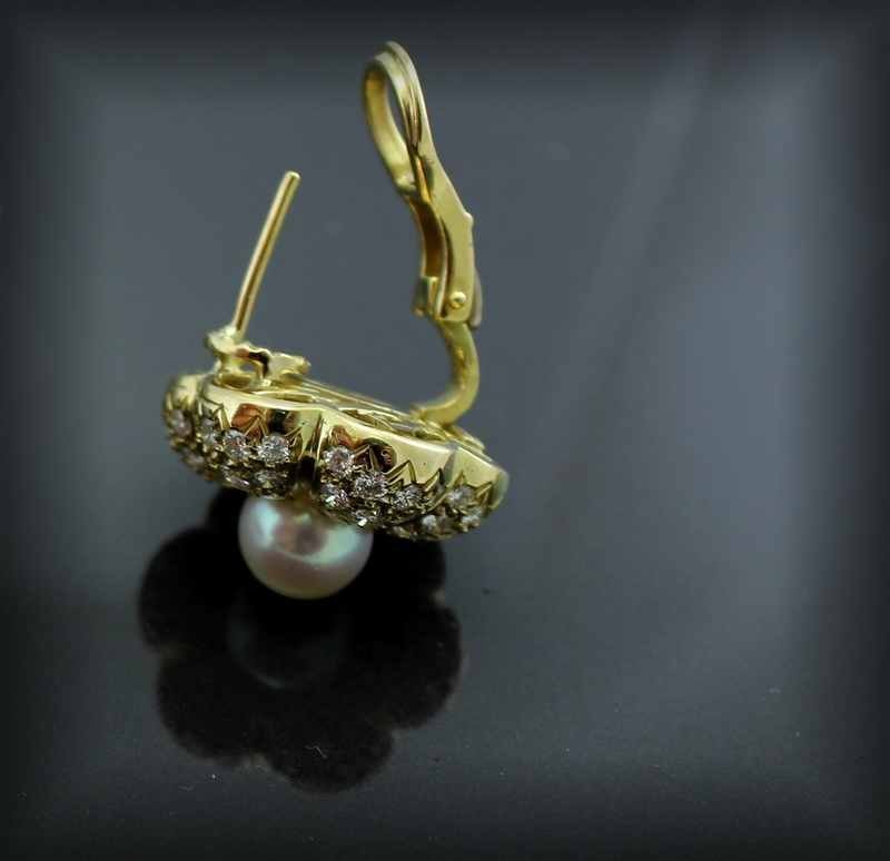 Boucles Or - Perle De Culture - Diamants-photo-2