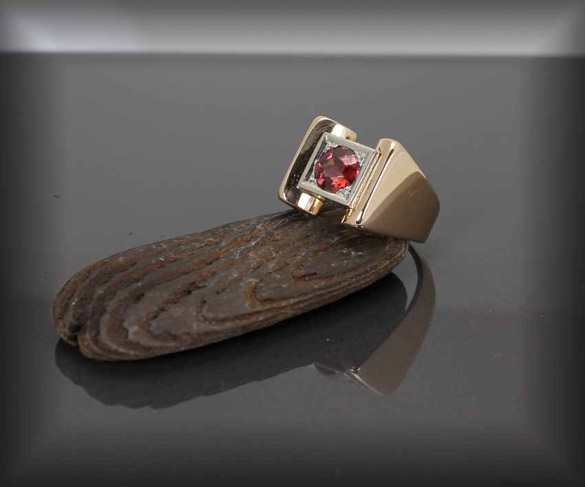 Bague Tank Or Et Grenat-photo-2