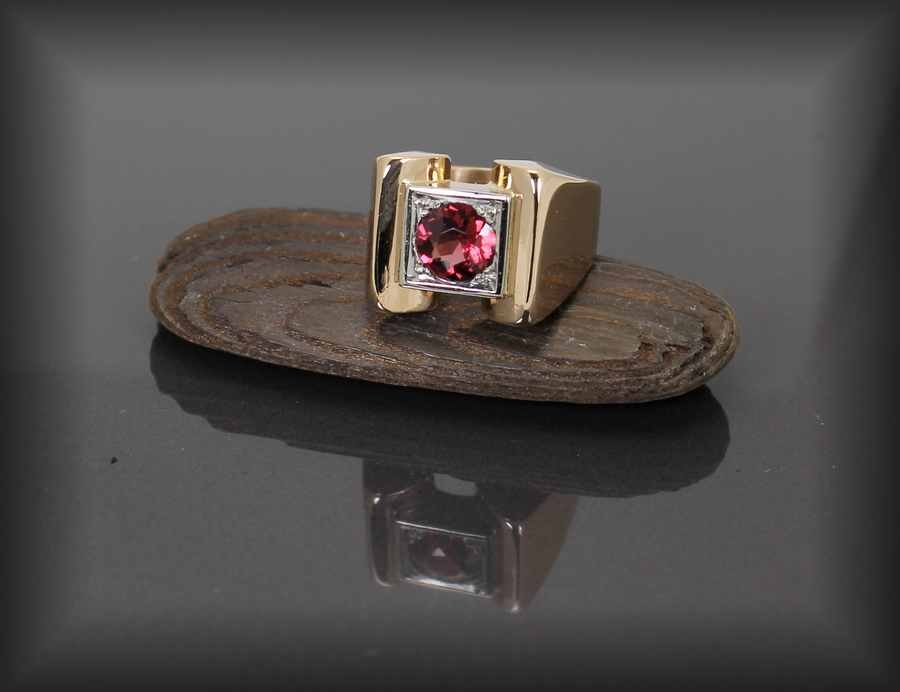 Bague Tank Or Et Grenat-photo-3